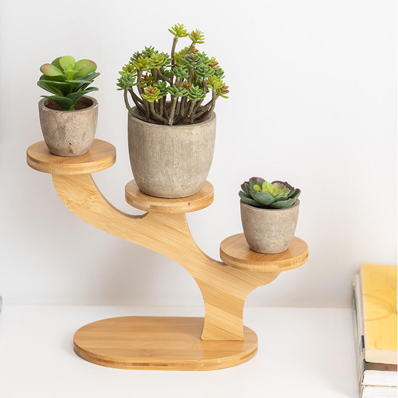 Bamboo Branch Mini Flower Stand Desktop Tray Plant Stand  3 tier in use