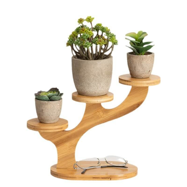 Bamboo Branch Mini Flower Stand Desktop Tray Plant Stand  3 tier