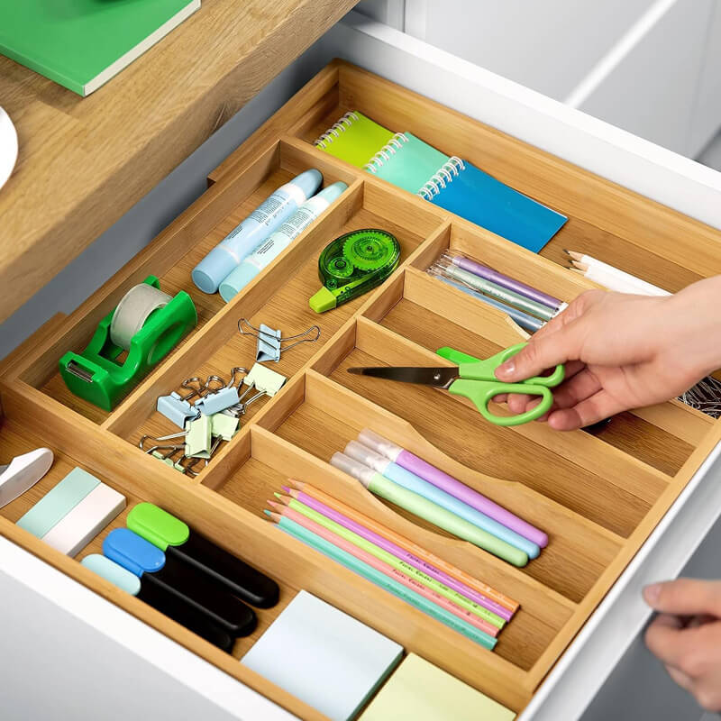 Expandable Bamboo Drawer Organizer - widebamboo