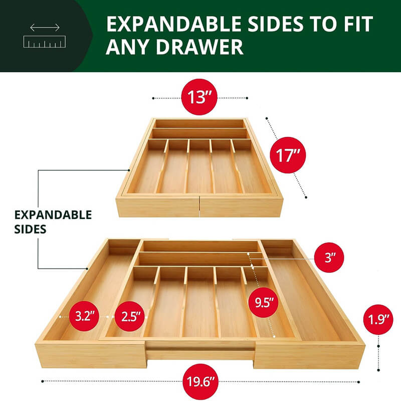 Expandable Bamboo Drawer Organizer - widebamboo