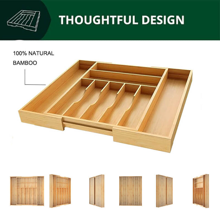 Expandable Bamboo Drawer Organizer - widebamboo