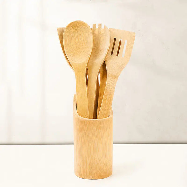 Bamboo Kitchen Cooking Utensils – 30cm Tools for Safe, Easy Cooking