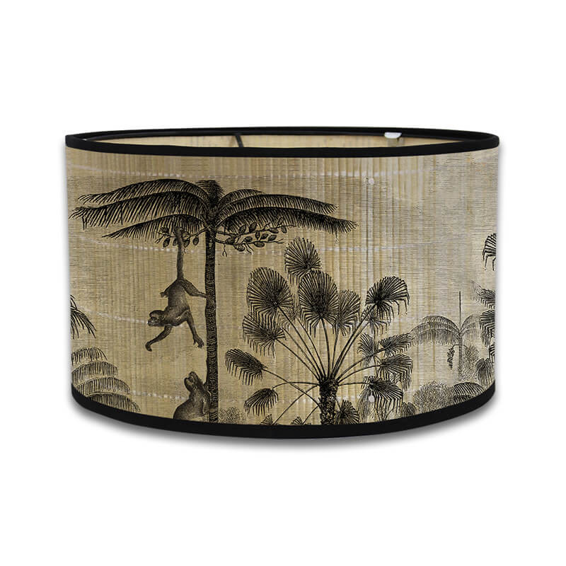 Handcrafted Bamboo Lamp Shade with Vintage Floral Bird Design – Shade Only - widebamboo