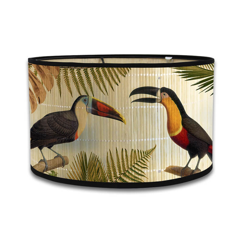 Handcrafted Bamboo Lamp Shade with Vintage Floral Bird Design – Shade Only - widebamboo
