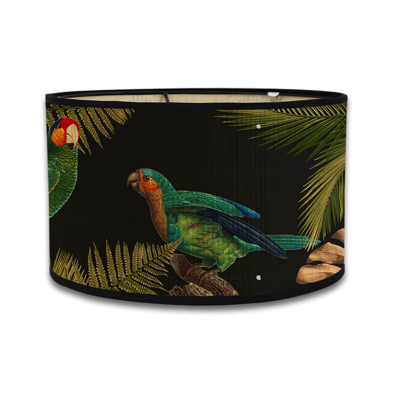 Handcrafted Bamboo Lamp Shade with Vintage Floral Bird Design – Shade Only - widebamboo