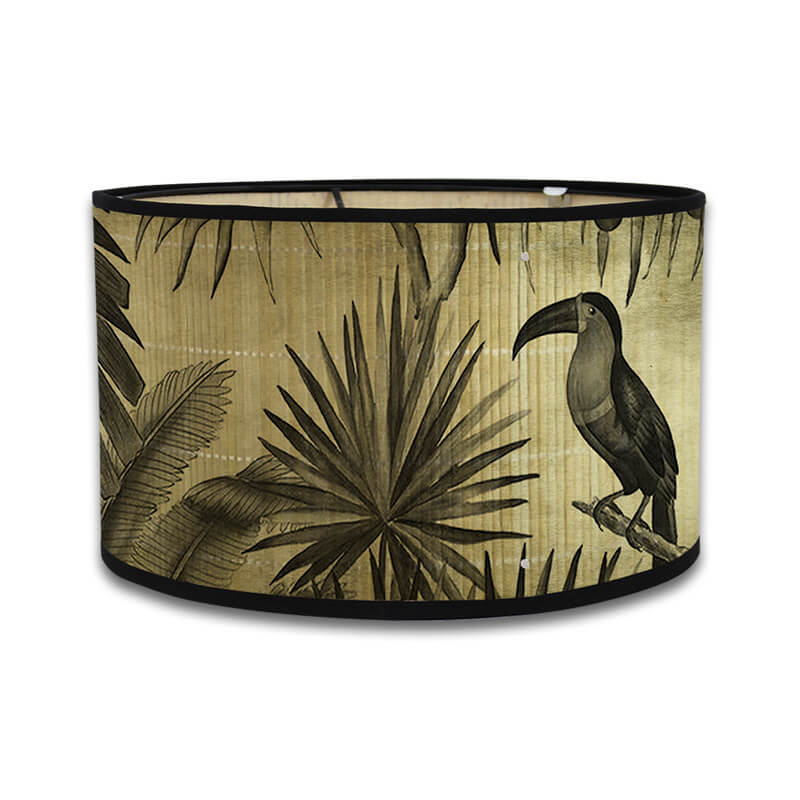Handcrafted Bamboo Lamp Shade with Vintage Floral Bird Design – Shade Only - widebamboo