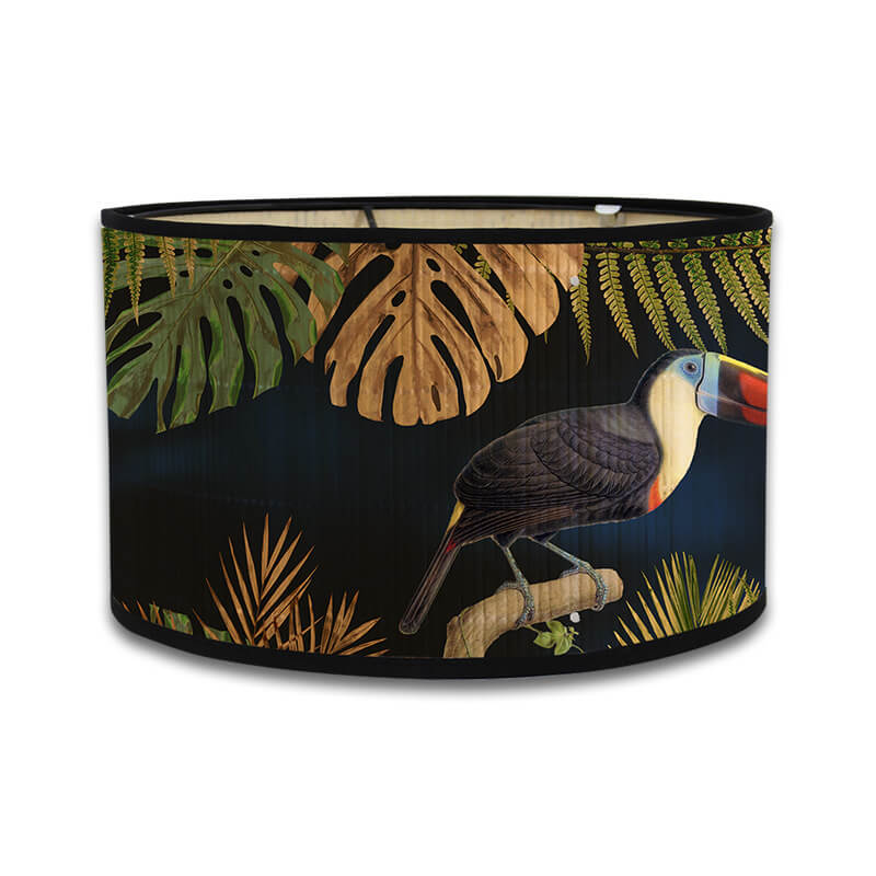 Handcrafted Bamboo Lamp Shade with Vintage Floral Bird Design – Shade Only - widebamboo
