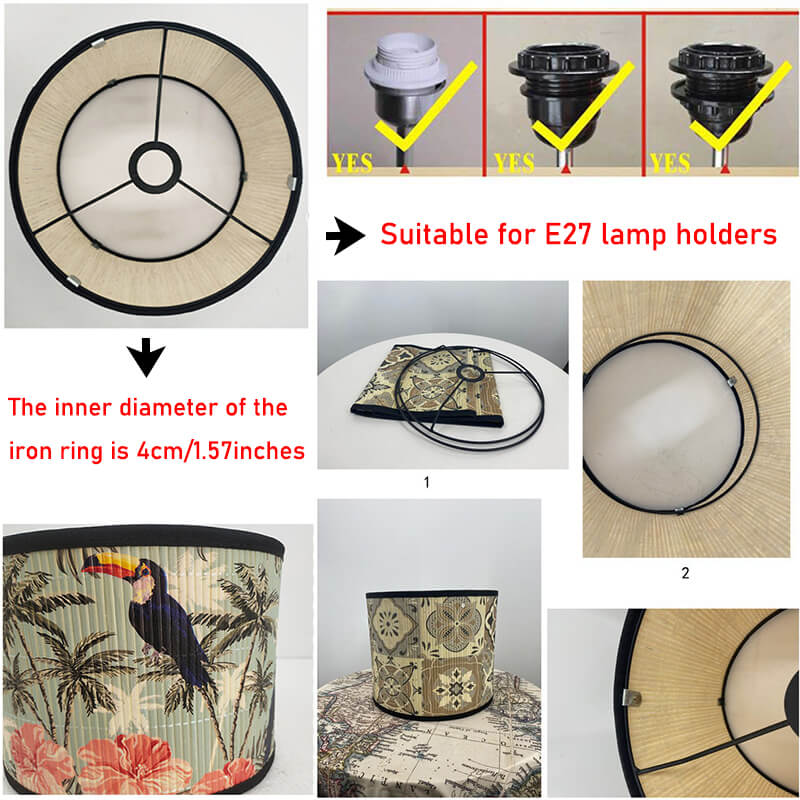 Handcrafted Bamboo Lamp Shade with Vintage Floral Bird Design – Shade Only - widebamboo