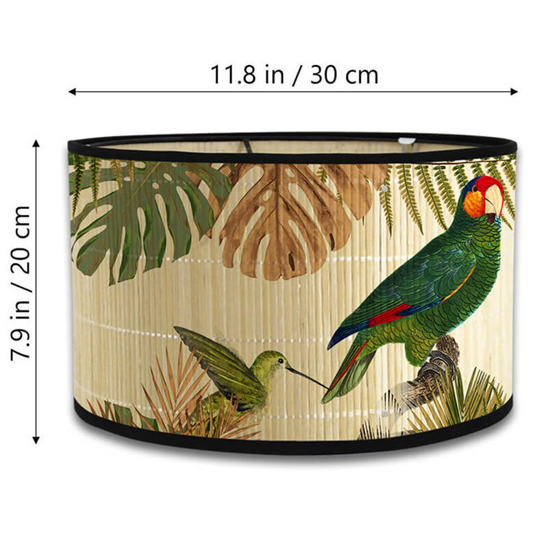 Handcrafted Bamboo Lamp Shade with Vintage Floral Bird Design – Shade Only - widebamboo