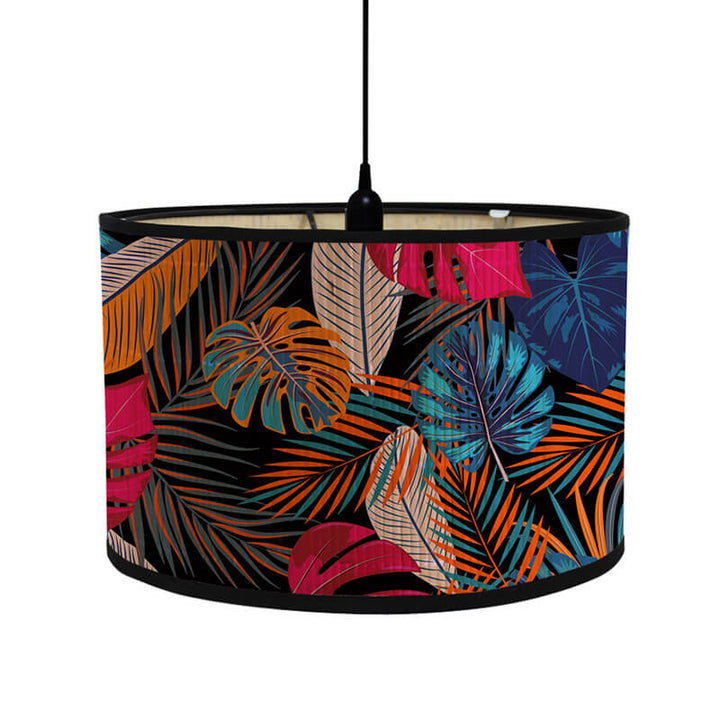 Retro Bamboo Light Shade with Palm Tree Printed Decorative - Shade Only - widebamboo