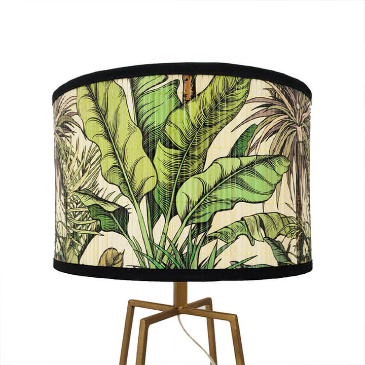 Retro Bamboo Light Shade with Palm Tree Printed Decorative - Shade Only - widebamboo