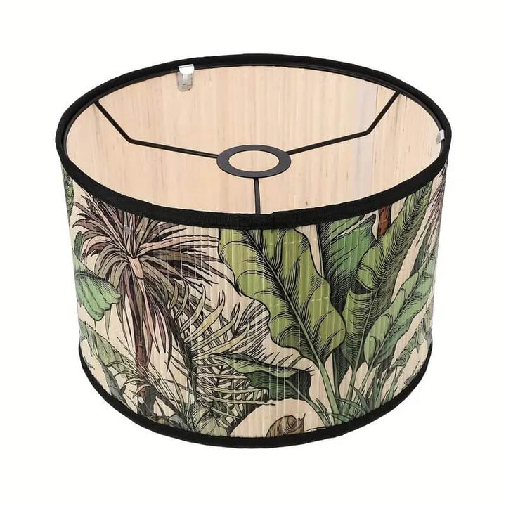 Retro Bamboo Light Shade with Palm Tree Printed Decorative - Shade Only - widebamboo