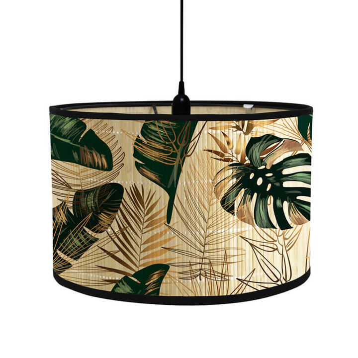 Retro Bamboo Light Shade with Palm Tree Printed Decorative - Shade Only - widebamboo