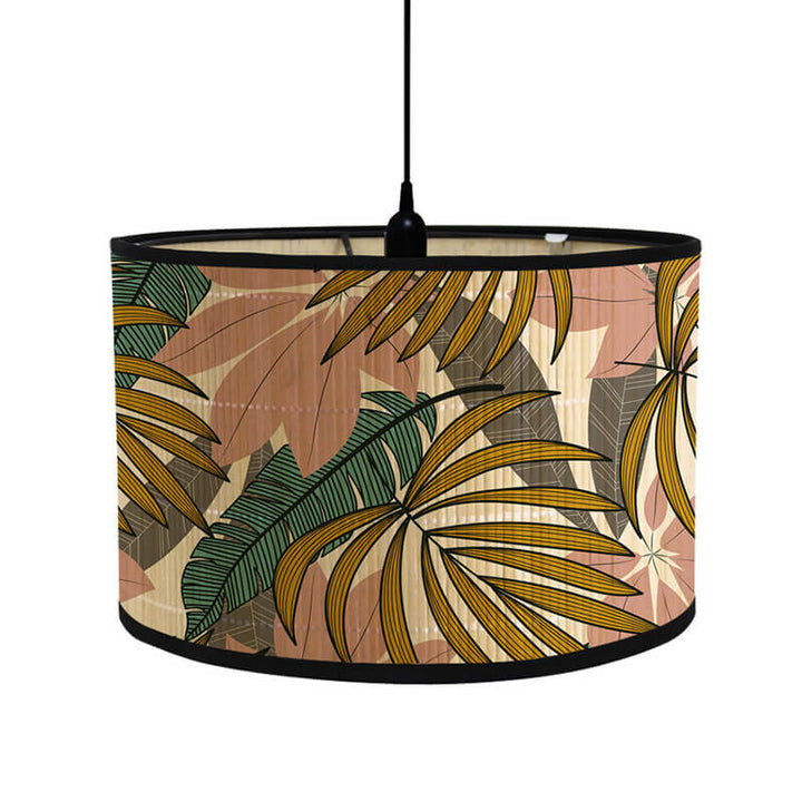 Retro Bamboo Light Shade with Palm Tree Printed Decorative - Shade Only - widebamboo