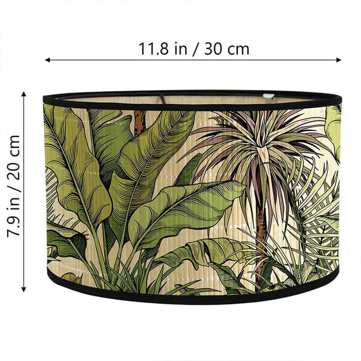 Retro Bamboo Light Shade with Palm Tree Printed Decorative - Shade Only - widebamboo