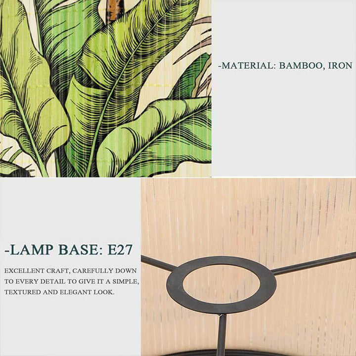 Retro Bamboo Light Shade with Palm Tree Printed Decorative - Shade Only - widebamboo