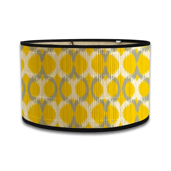 Vibrant Citron Yellow Ikat Drum Lamp Shade