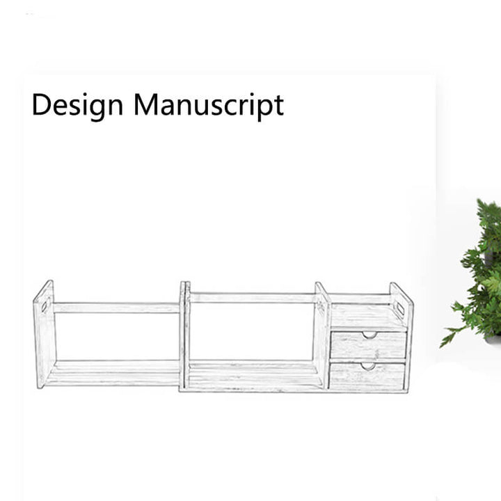 Expandable Bamboo Desktop Bookshelf Organizer-Design Manuscript