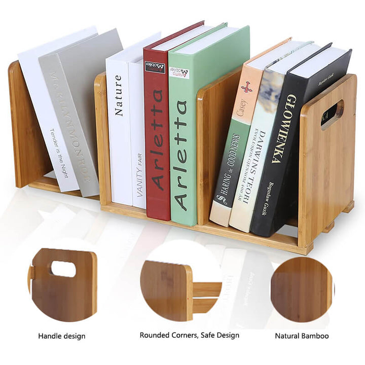 Expandable Bamboo Desktop Bookshelf Organizer -Detail