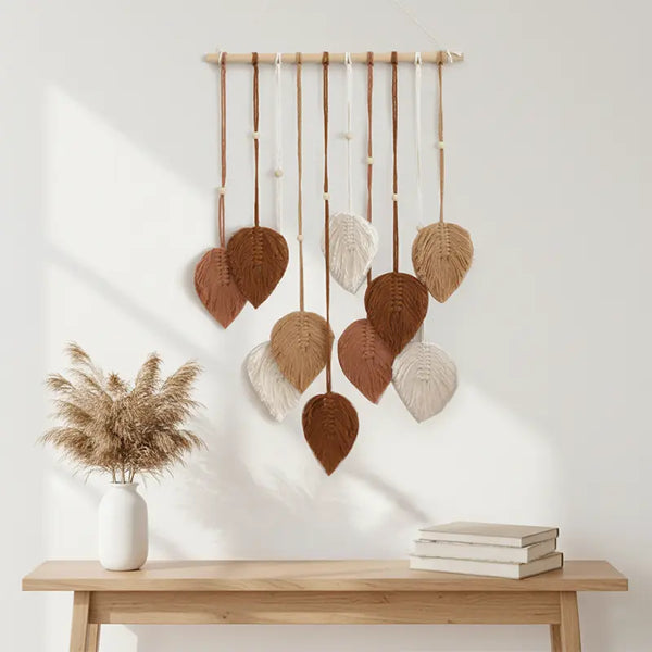 Handmade Macrame Leaf Wall Hanging | Boho Woven Wall Decor