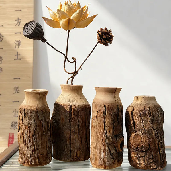 Handcrafted Wood Bud Vase | Unique Live Edge Decor for Japandi & Zen Style | Wabi Sabi Gift