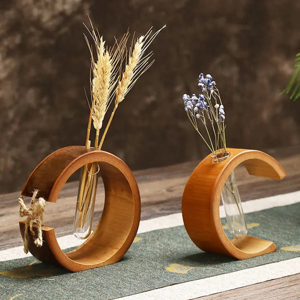 Crescent Moon & Full Moon Bamboo Flower Vases