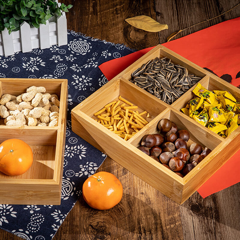 bamboo storage box - 4 grid in use