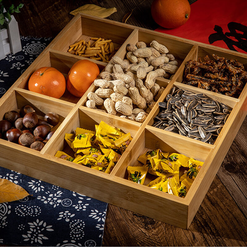 bamboo storage box - 9 grid in use