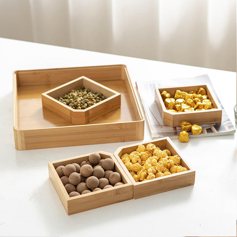 bamboo storage box with lid -After the split square style