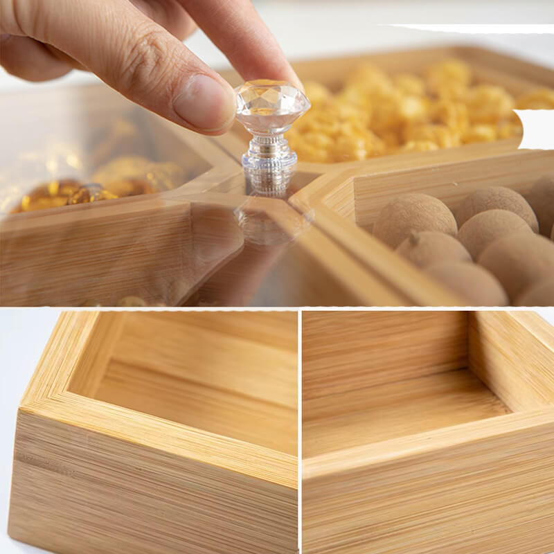 bamboo storage box with lid detail